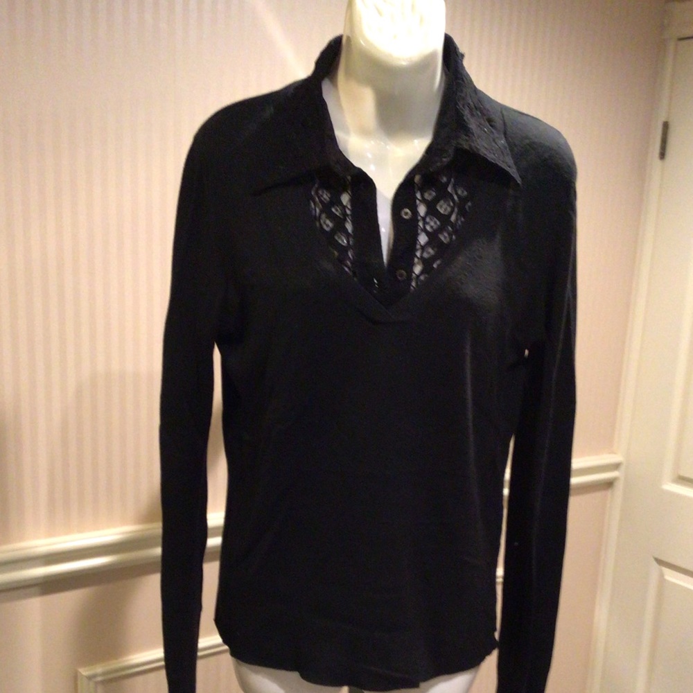 Black wool long sleeve pullover style top Preloved